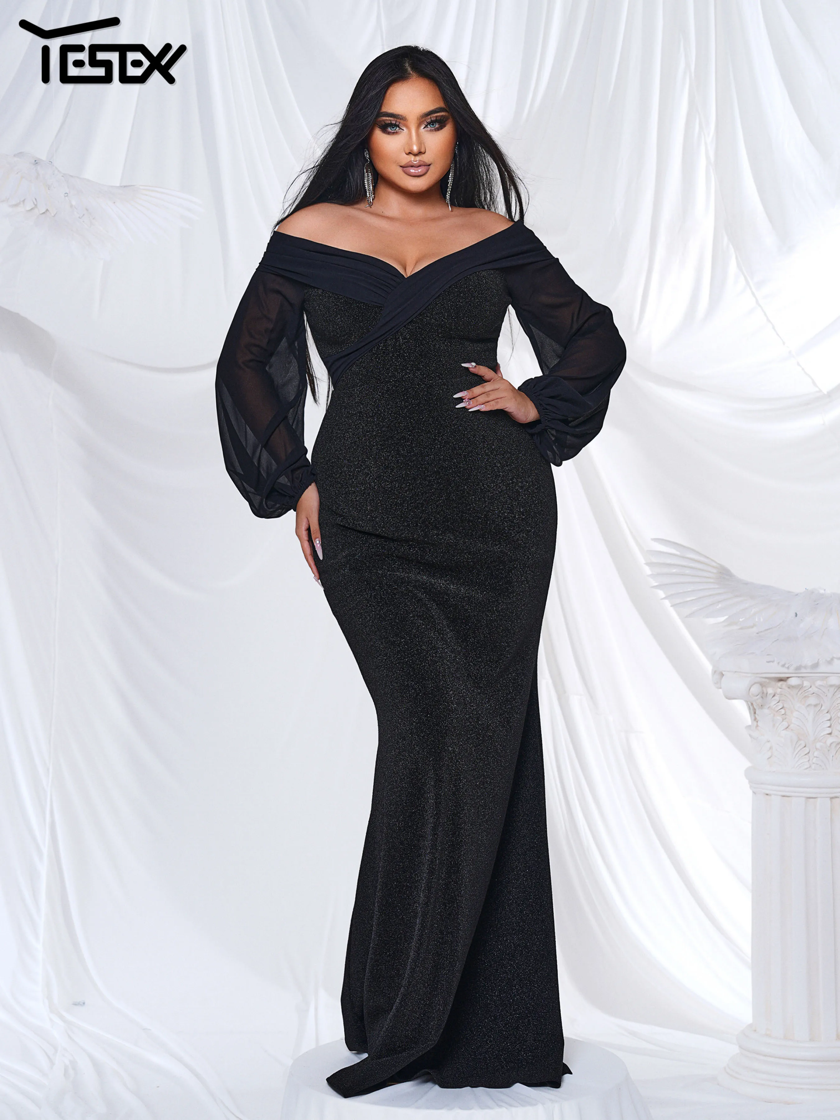 Yesexy Элегантное красивое церковное платье больших размеров с рукавами-фонариками