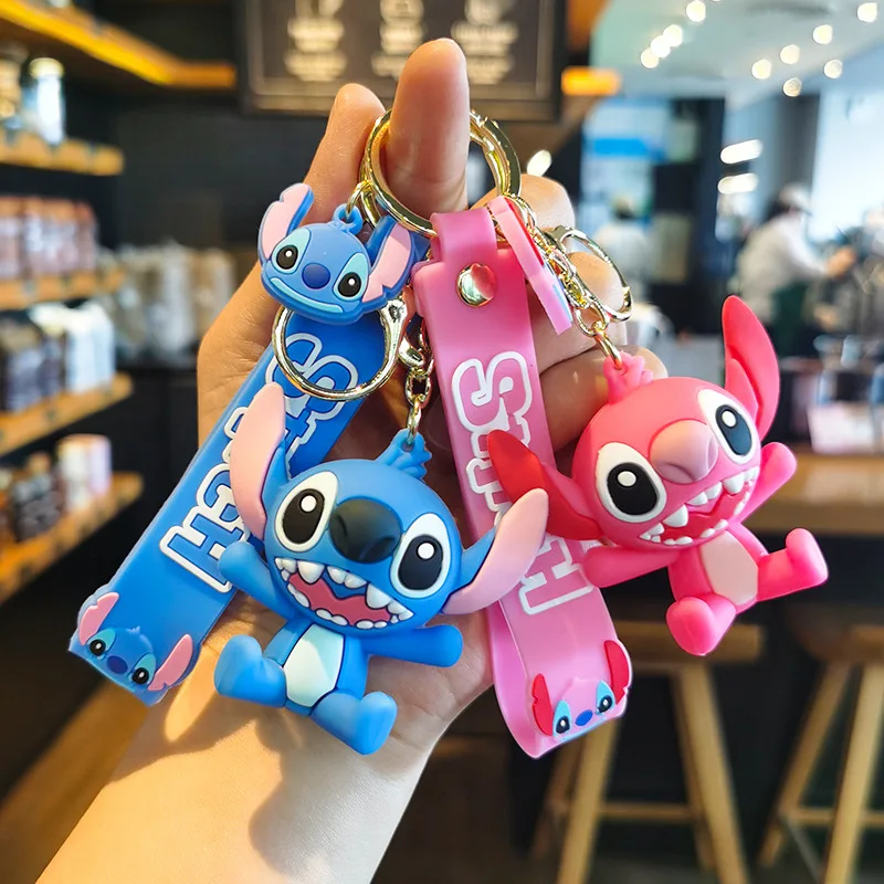 

Anime Mickey Mouse Minnie Lilo & Stitch Keychain Cartoon Cute Doll Keyring Ornament Key Chain Car Pendant Kids Christmas Gifts