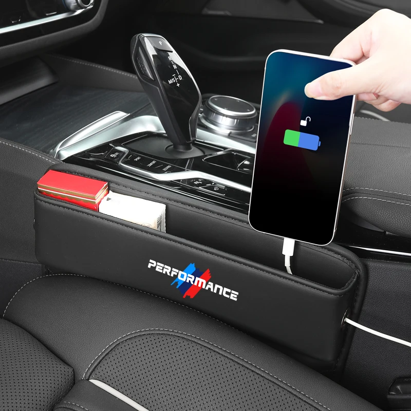 

Car Seat Gap Filler Organizer PU Leather Car Seat Crevice Storage Car Accessories for BMW Performance X1 X3 X5 E39 E46 E90 F20