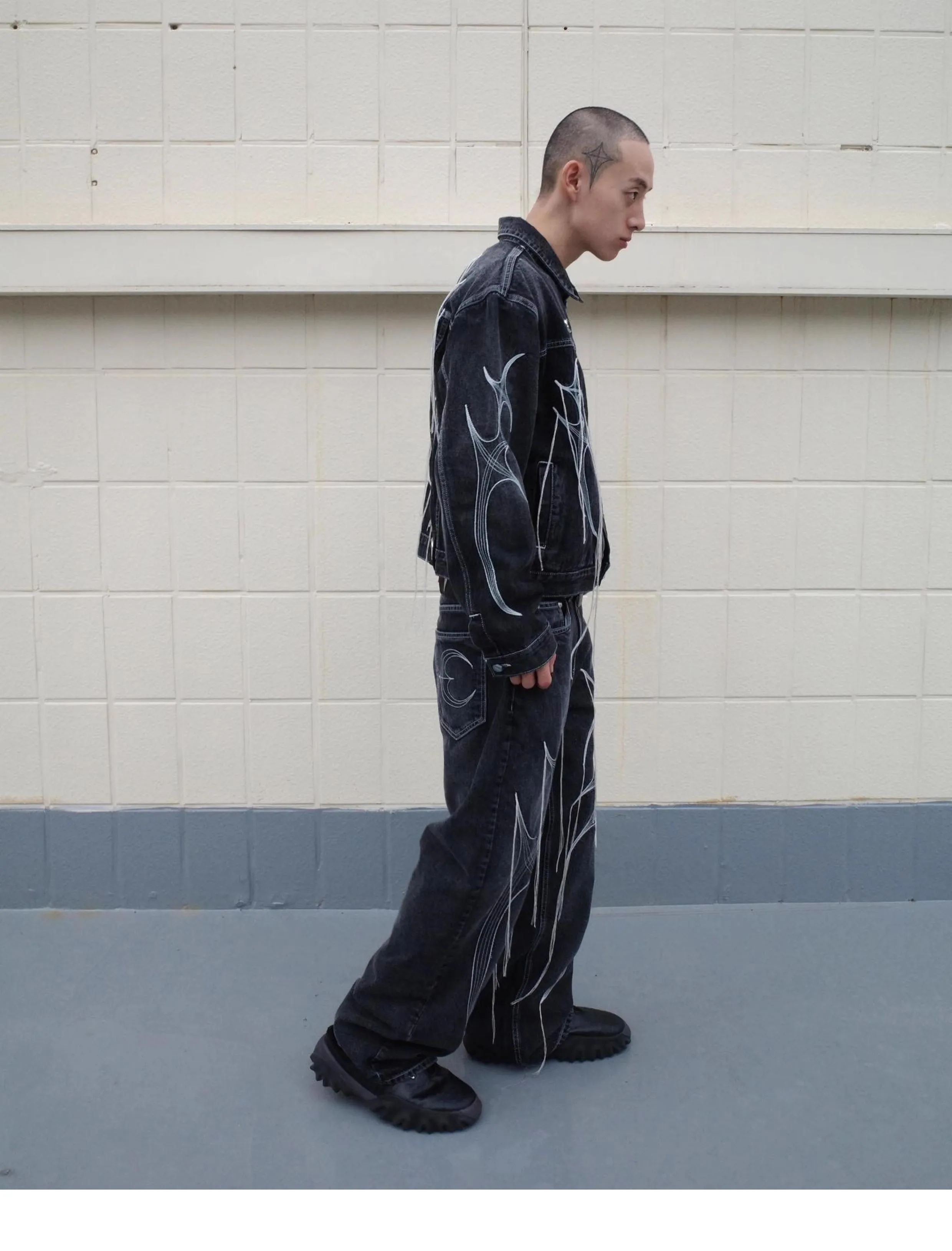 2024 Thug Club Американская ретро-куртка с потертым эффектом черная короткая рабочая