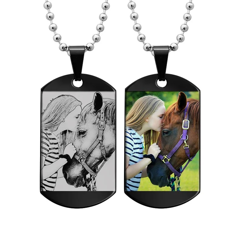 

Personalized Custom Dog Tag Necklace Stainless Steel Text Necklace Color Image Engraving Custom Photo Engraving Pendant