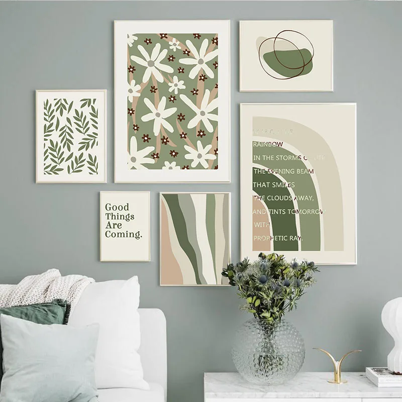 

Abstract Minimalist Geometric Flower Leaf Lines Canvas Painting Wall Art Poster And Print Nordic Modern Home Living Room Decor