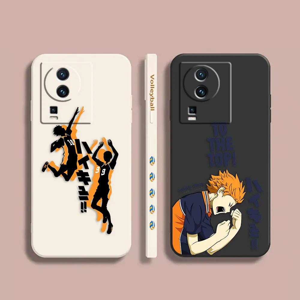 

Case For VIVO IQOO 5 7 8 9 10 11 Pro 5G Z6 Z7 NEO3 5 5S 6 7 Colour Simple Liquid Silicone Case Japanese Anime volleyball College