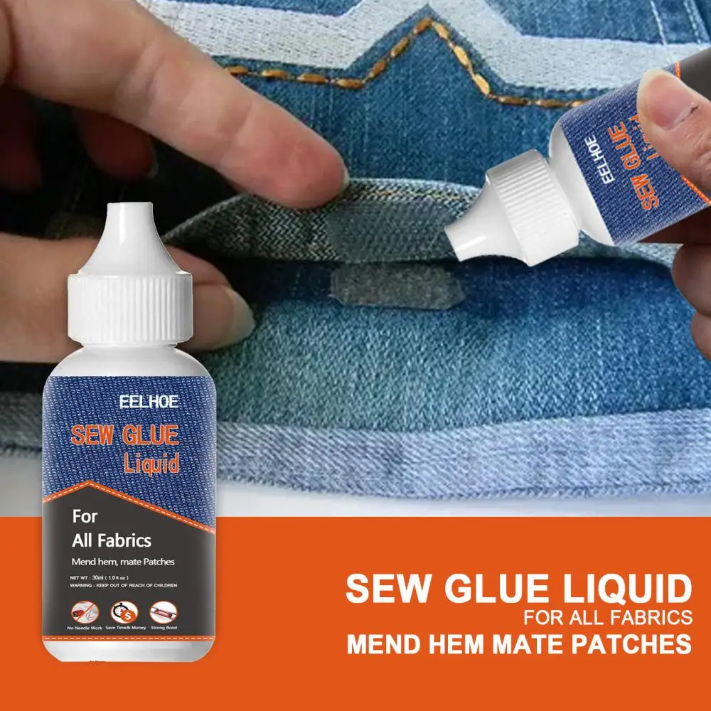 

30ml Fabric Sew Glue Liquid Stitch Liquid Multi-use Jeans Leather Adhesive Stitch Solution Kit Fast Dry Clothing Repair Tool