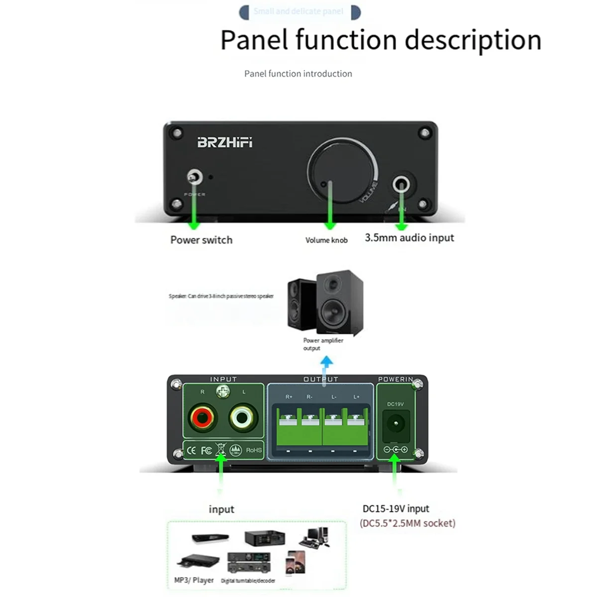 A88M BRZHIFI 2x80 Вт MA12070 цифровой аудиоусилитель мощности динамики Hi-Fi стерео усилитель класса D Aux DC15-19V черный (art.: 3920ccc8b372a) - 3920ccc8b372a