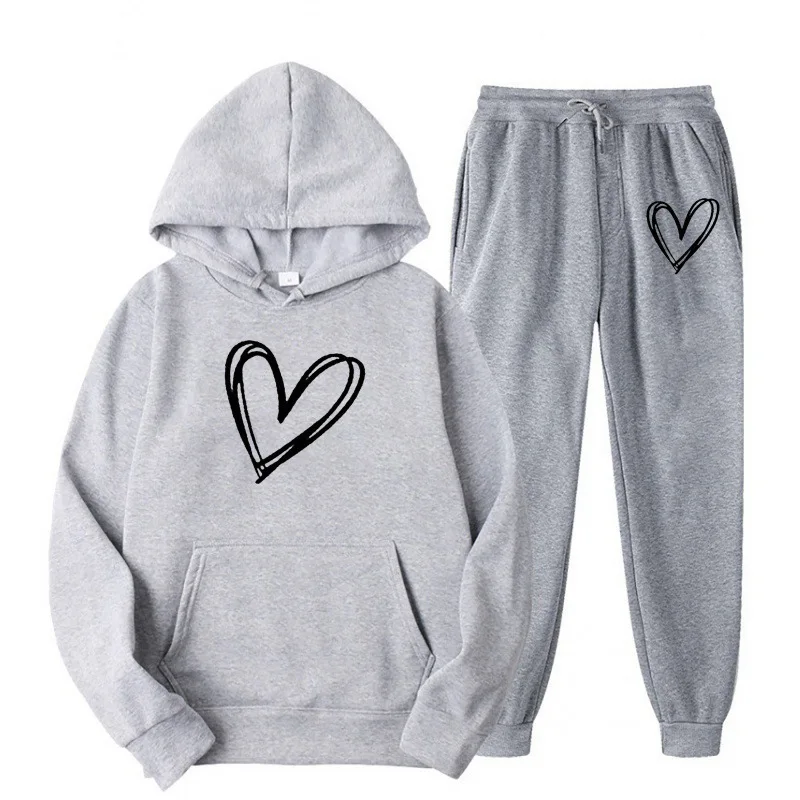 2 шт. флисовые толстовки с капюшоном и принтом сердца