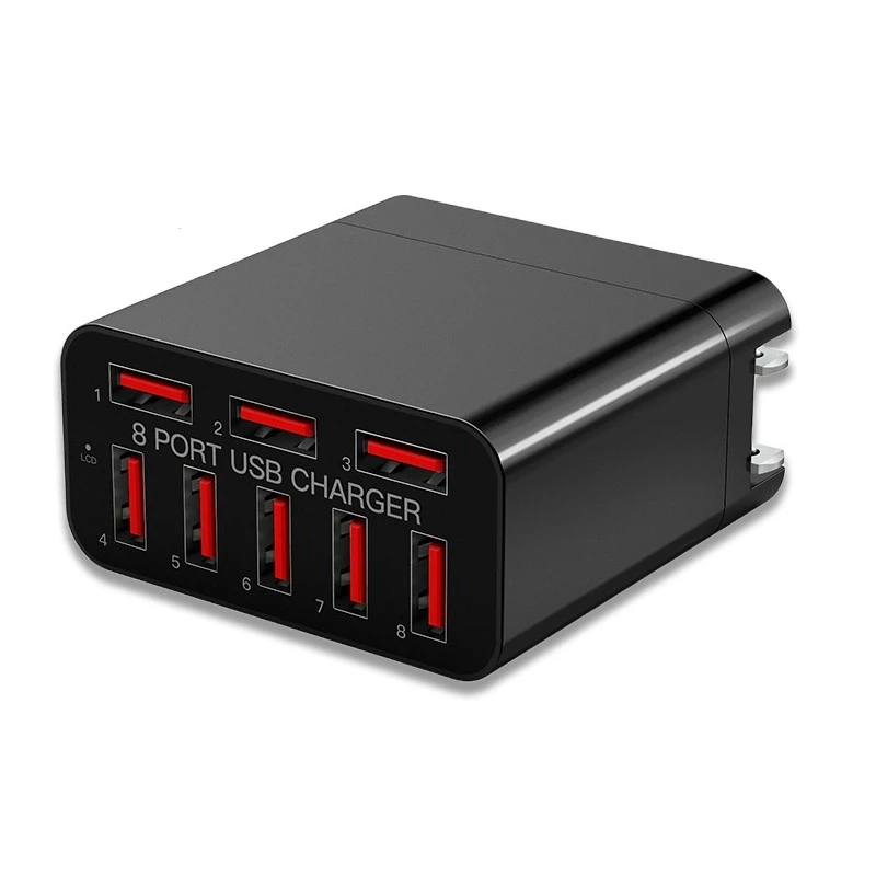 

1 PCS 8 Port USB Porous Mobile Phone Charger Foldable Portable Travel Quick Charger EU Plug