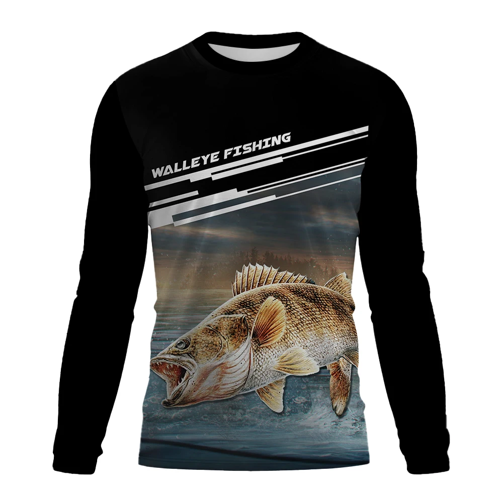 

2023 New Spring and Autumn Men's 3D Printing Fish printing Fashion Casual Long T-shirt sleeved shark Pattern Clothing XS-5X