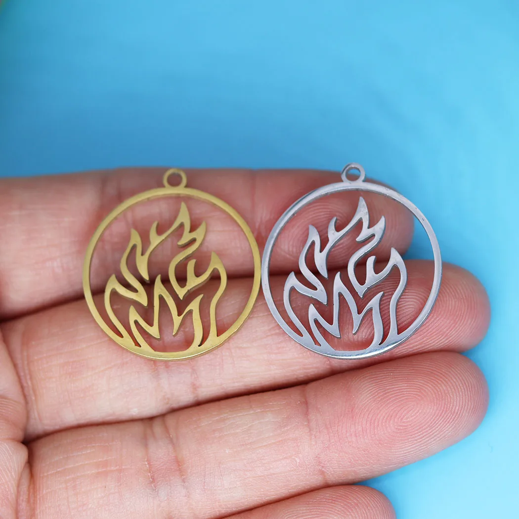 

3 pcs/lot Fire Nature Charm for Jewelry Making fit Stainless Steel Charm Bracelet Necklace Pendant DIY Crafts Supplier