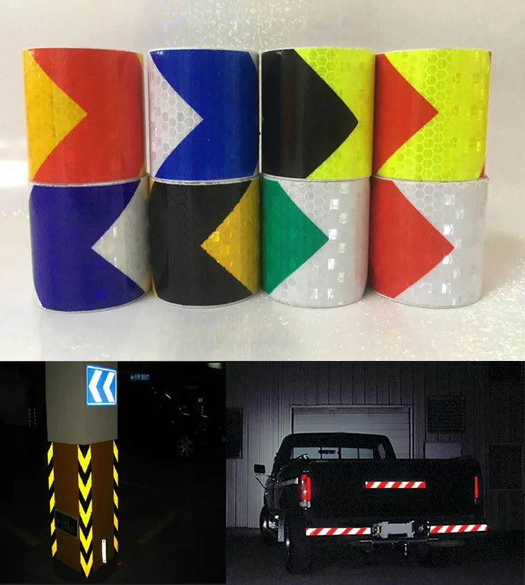 

5cm*300cm Arrow Reflective Tape Safety Caution Warning Reflective Adhesive Tape Sticker For Truck Motorcycle Bicycle Car Styling