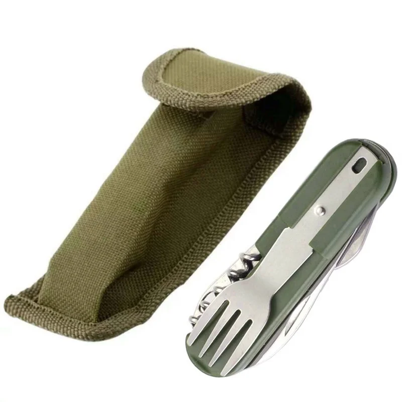 

Long cookware backpack Spork fork stainless steel fold knife utensil spoon set combo Picnic camp cutlery tableware flatware