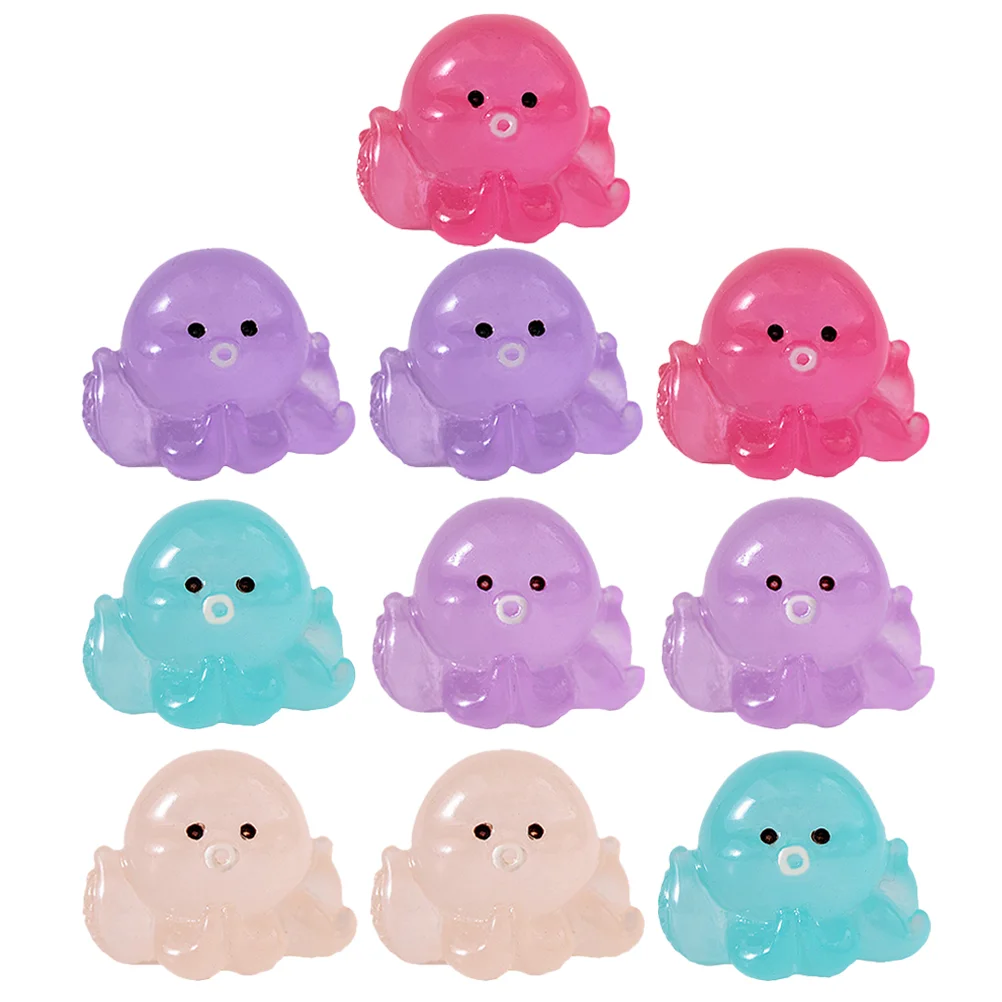 

10 Pcs Small Animals Octopus Statues Home Resin Decorations Office Tiny Figurines Tabletop