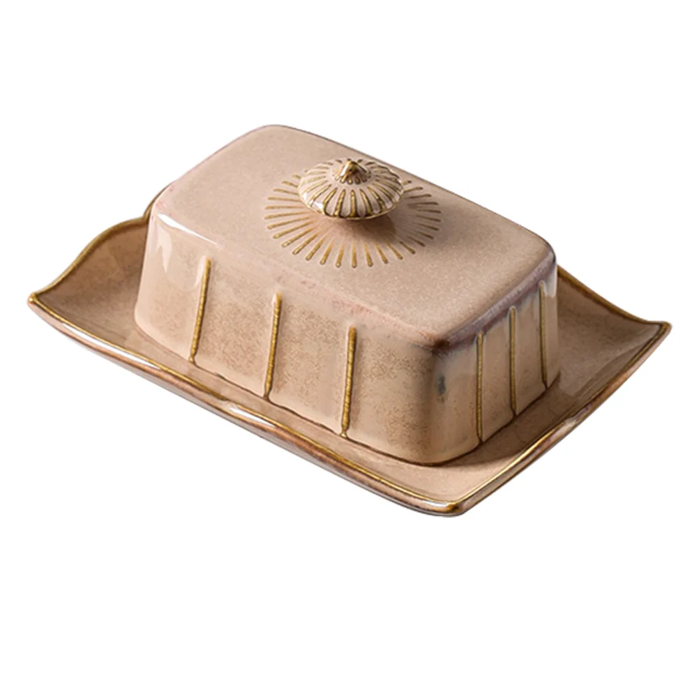 

1 Set Kitchen Cookie Tray with Cover Exquisite Butter Plate Delicate Butter Dish with Lid for Restaurant House Kitchen