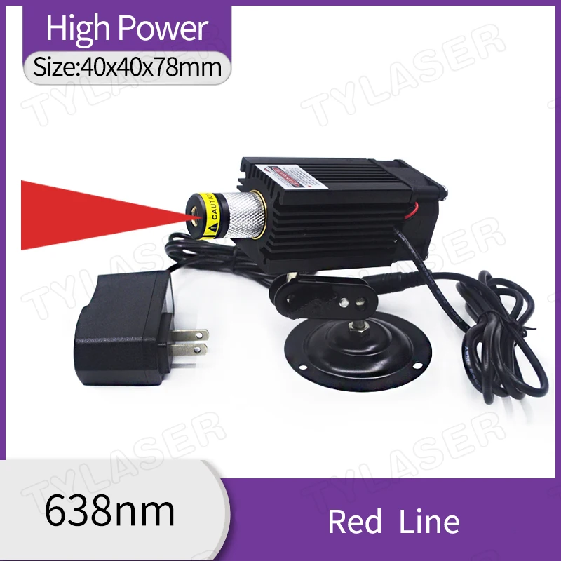 High Power Focusable Laser 638nm Red Line Laser Module 100mW 300mW 500mW with Cooling Fan (Free with Bracket and Adapter)