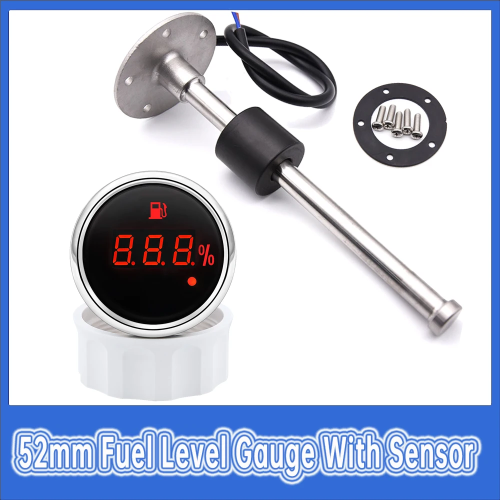Цифровой измеритель уровня топлива 52 мм с датчиком 100-550