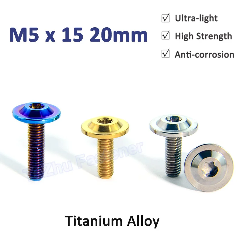 

1-5Pcs Titanium Bolt M5 X 15mm 20mm Butterfly Umbrella Head Titanium Alloy Locomotive Housing Screw for Car Motorbike Bicycle