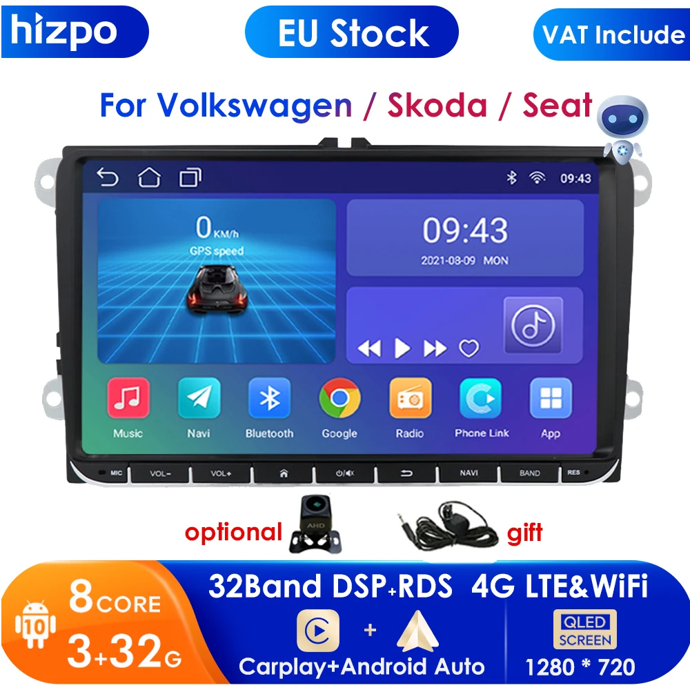 2G+32G DSP Radio 2din Car Multimedia GPS for VW Passat B6 T5 B7 B8 Golf 5 6 Caddy POLO Touran Android Auto Carplay DAB RDS BT | Автомобили