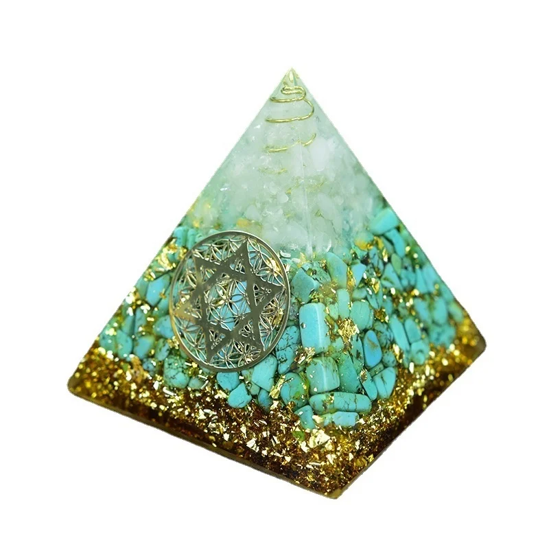 

Decoration Ornaments Home Turquoise Orgonite Crystal Handicraft of Orgonite Energy Pyramid Crystal collectibles gem necklace