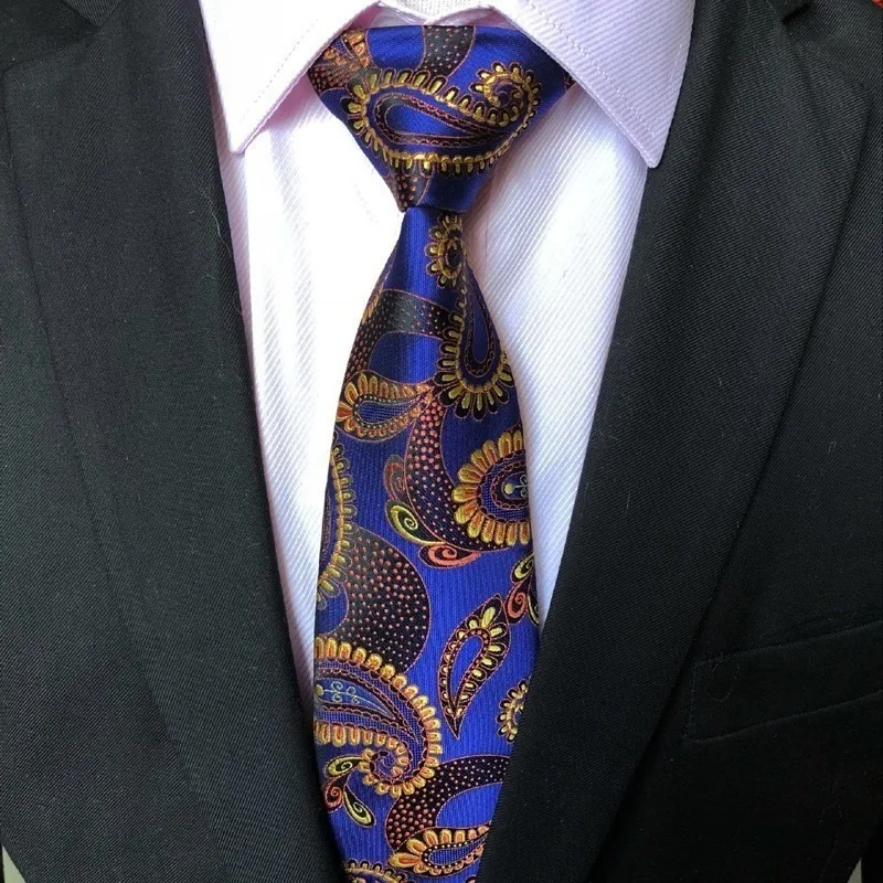

Mens Ties Neck Ties 8cm Silk Ties for Men Wedding Suit Dress Blue Colorful Neckties for Man