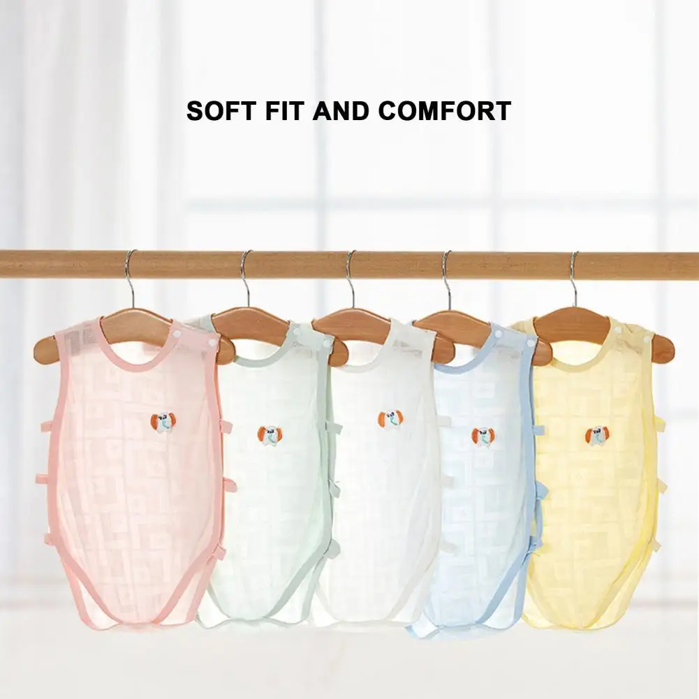 

Sweat Absorption Ultra-thin Solid Color Baby Vest with Crotch Button for Home