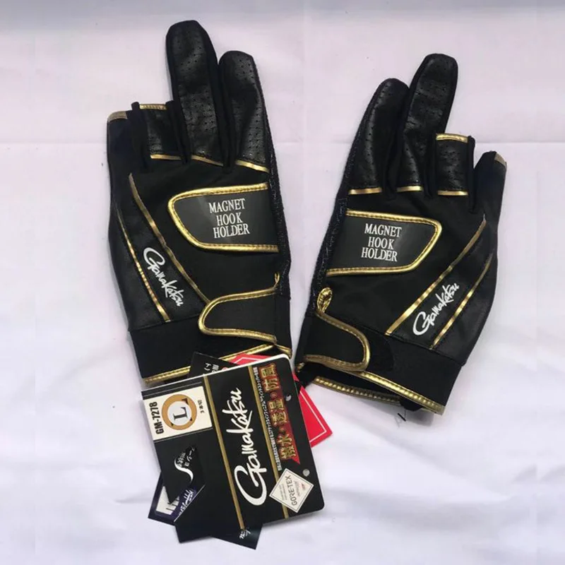 Gamakatsu Fishing Gloves Anti Slip 3 Finger Soft Leather Outdoor Sports Camping Hiking Cycling Wear-resistant Gloves for Man