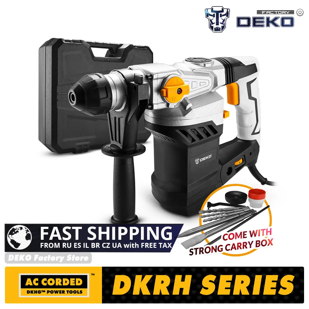 DKRH SERIES 220V MULTIFUNCTIONAL ROTARY HAMMER WITH ACCESSORIES&BMC LECTRIC DEMOLITION HAMMER PERFORATOR  IMPACT DRILL DEKO