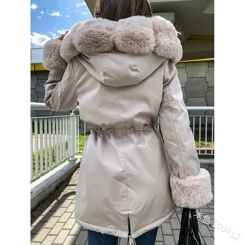 Fur Jacket Women Warm Faux Fur Parka Casual Fashion Long Sleeve Coat Hooded Oversized Women Outer Jacket