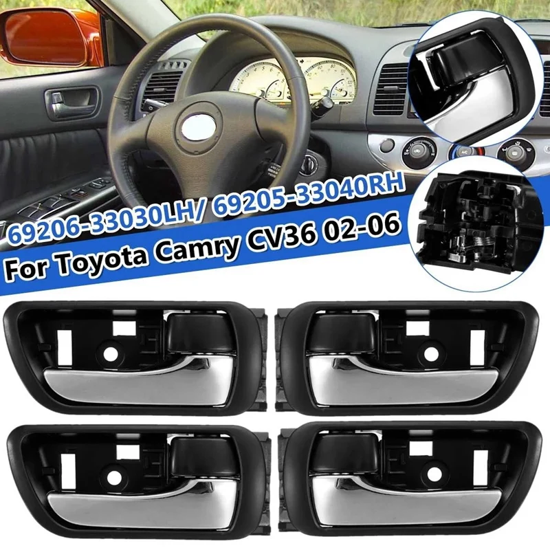 

4 хром внутренняя ручка для внутренней двери автомобиля, Хромированная ручка для Toyota Camry CV36 2002-2006 69206-33030LH 69205-33040RH