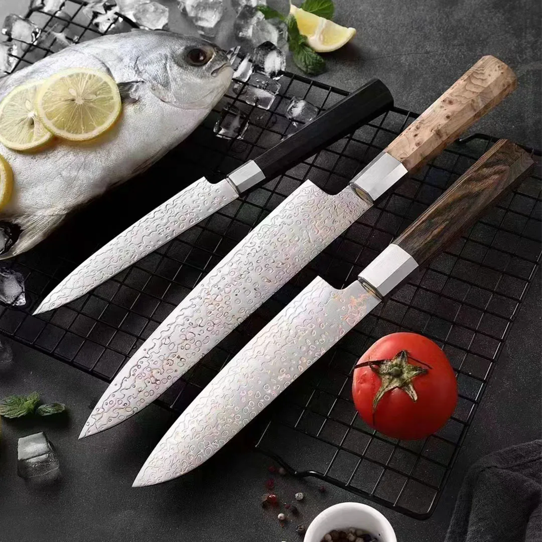 

3 PCS Knives Set 67 Layers Damascus AUS10 Steel Blade Chefs Cleaver Gyutou Santoku Utility Slicing Kitchen Knives Wood Handle