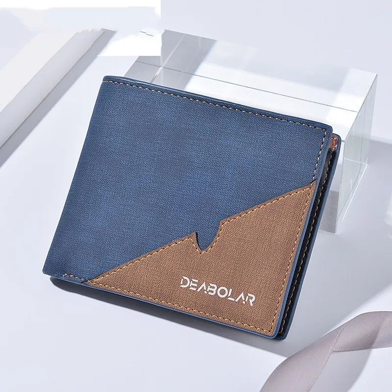 

New Men's Short Horizontal Wallet With A Retro Zipper Leather Clip Bag