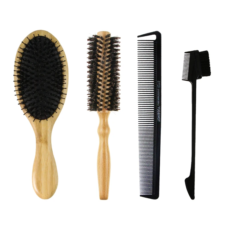 

BMDT-4PCS Hair Comb Bamboo Airbag Massage Comb Wood Roller Comb Eyebrow Comb Brush Anti-Static Hair Brush