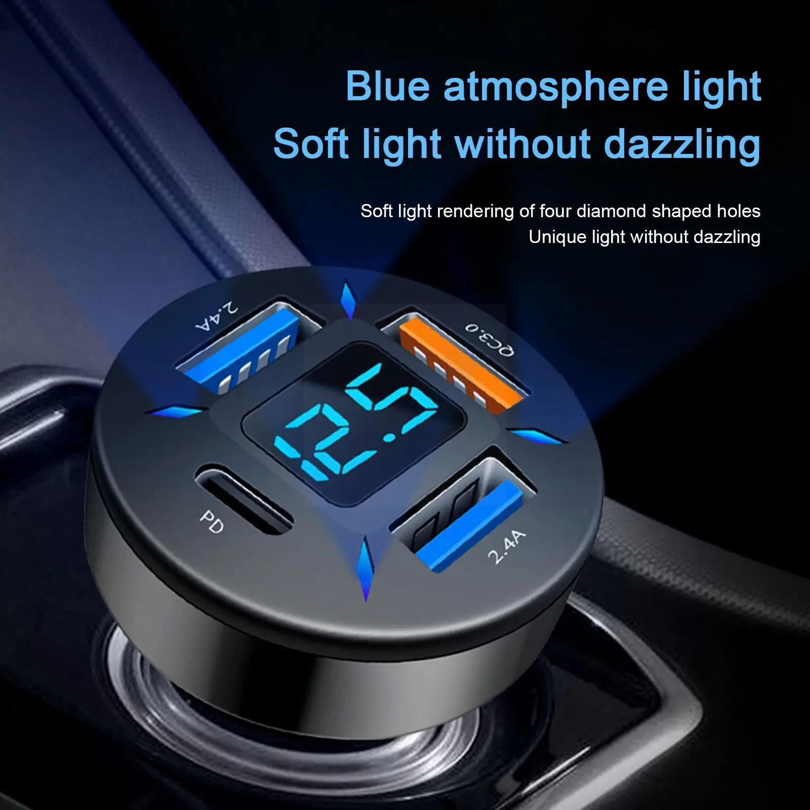 

Автомобильное зарядное устройство с 4 USB-портами, 66 Вт