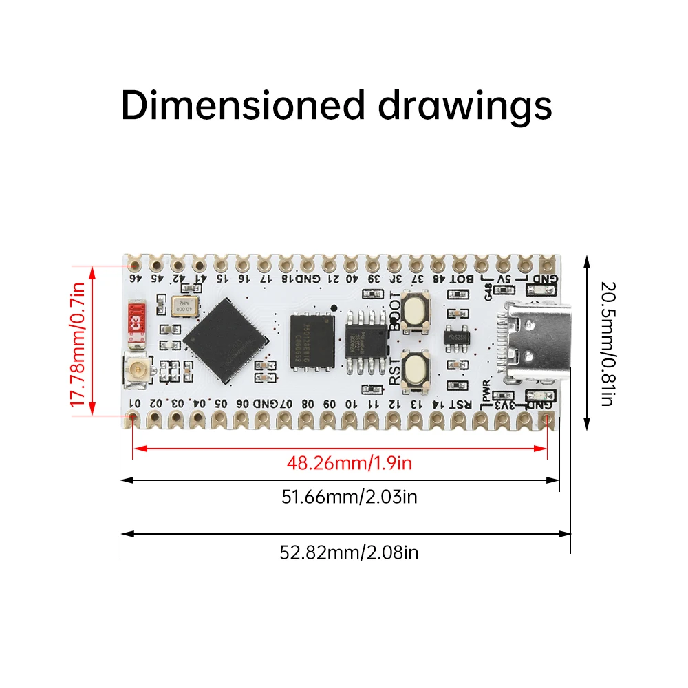 Модуль ESP32-S3 NANO WIFI Bluetooth макетная плата типа C ESP32-S3-N16R8 Встроенная антенна Внешняя