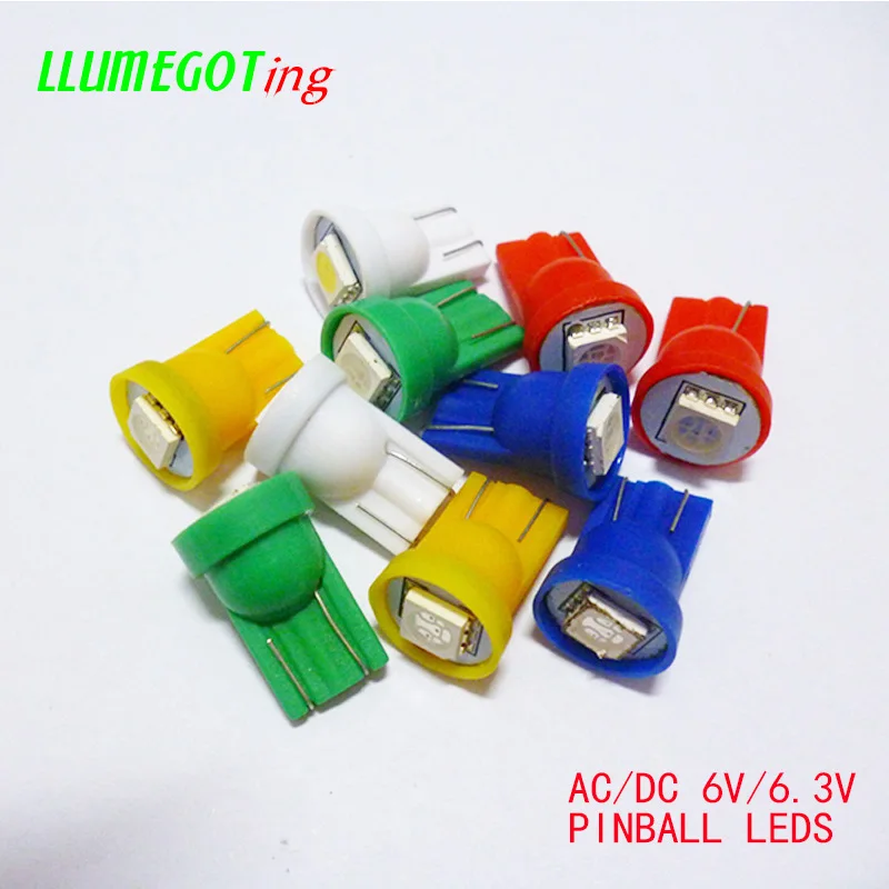 

100pcs 194 T10 #555 Wedge Base 1SMD 5050 6.3V AC No Polarity Various Colour Available for Bally Pinball Game Machine Lamp Bulbs
