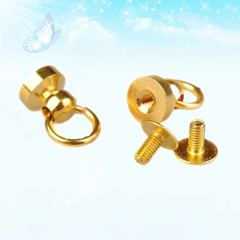 

6 Sets 9MM Rivet Stud Screw Back Round Ring Rotating Button Studs for Craft Purse