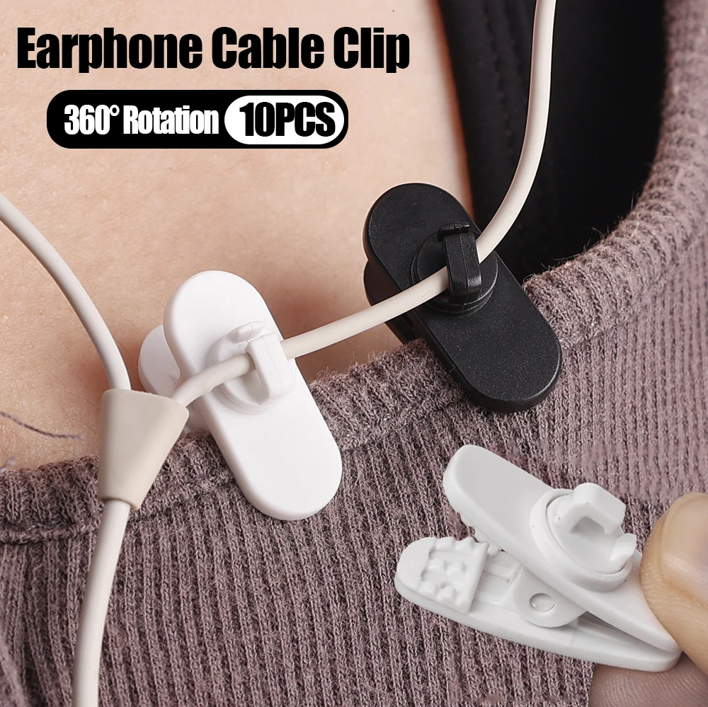 

1-10PCS Wired Earphone Cable Clip 360 Degree Rotatable Headphone MP3 Audio Line Anti Drop Collar Clamp Organization Holder
