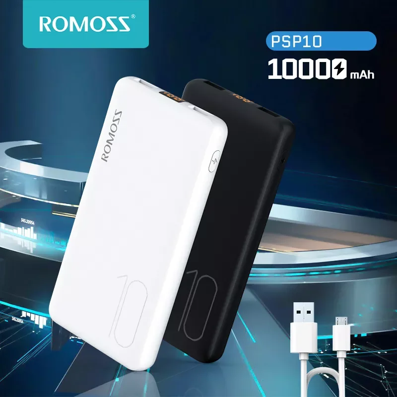 

ROMOSS PSP10 10000mAh Power Bank Slim Portable Powerbank 10000 mAh USB LED Poverbank External Battery Charger For iPhone