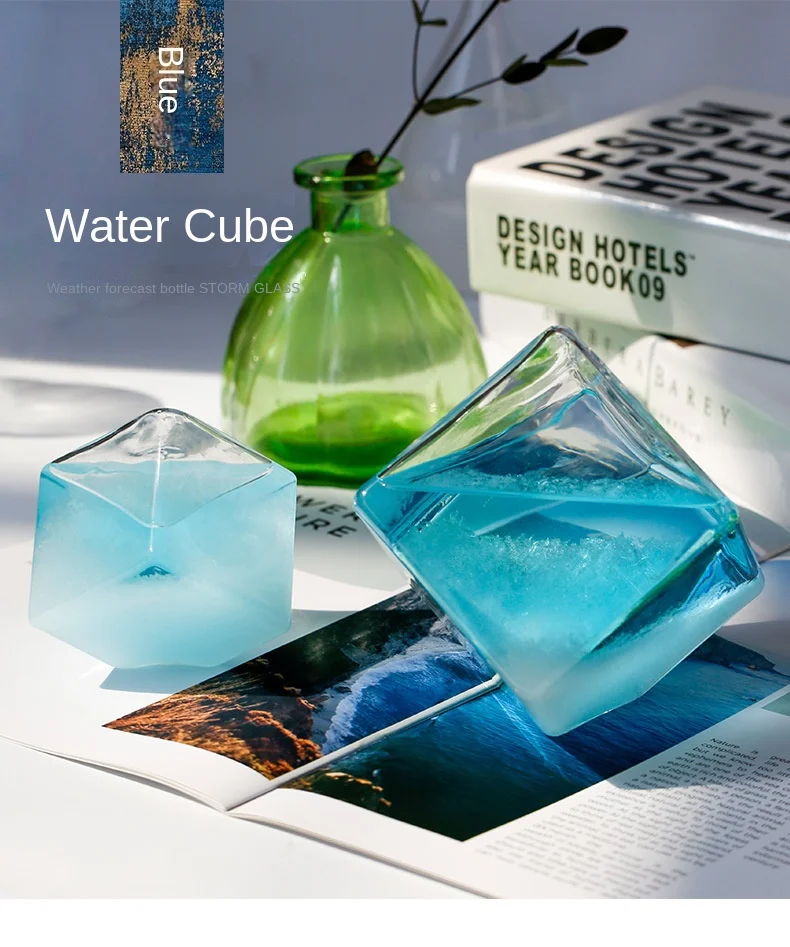 

Weather Forecast Storm Glass Water Cube Barometer Desktop Transparent Crystal Bottle Birthday Gift Creative Gift Home Decoration