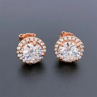 trendy 925 sterling silver 2ct d color vvs1 moissanite stud earrings for women jewelry plated rose gold diamond test pass gift