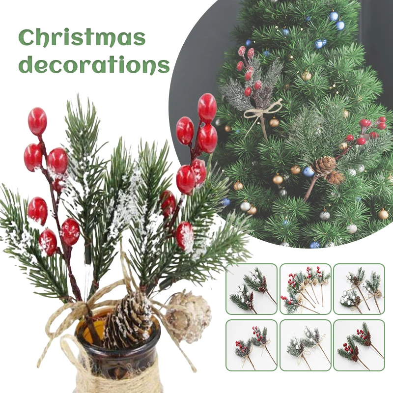 

Christmas Berry Artificial Pine Cone for Christmas Decoration Fake Flower Artificial Pine Tree Branch Diy Home Party Decor