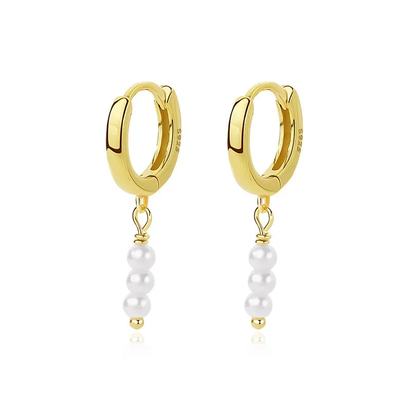 

Pearl Dangle Earrings for Women Simple Delicate 18K Gold Filled Sterling Silver Hypoallergenic Small Pearl Hoop Drop Earring