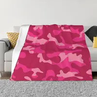 Pink Camo Pattern Blankets Coral Fleece Plush Camouflage Lightweight Throw Blankets for Bed Bedspread