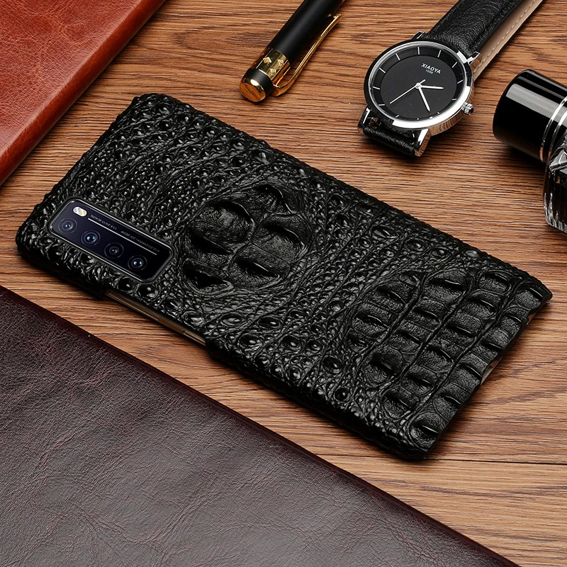 3d Crocodile Pattern Genuine Leather Standing Case For Huawei Nova 8 7 6 Se Pro Case For Huawei Nova6 Nova7 Se Phone Cover Coque