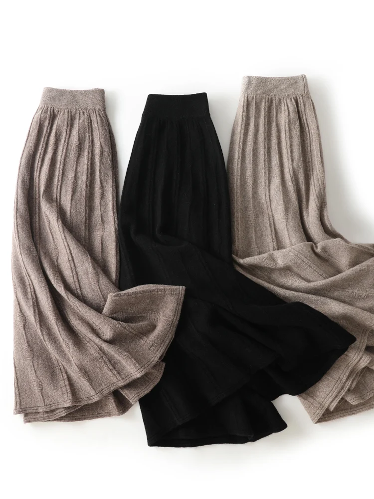 ANGEL женские кашемировые плиссированные юбки осень-зима 100% мериносовая шерсть