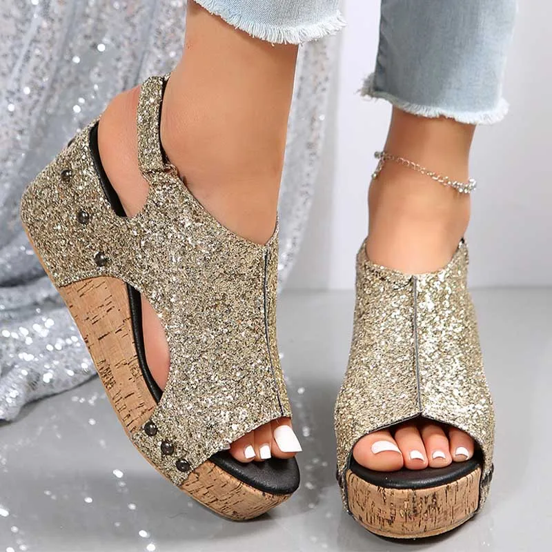 

Женские босоножки на танкетке, босоножки на высоком каблуке и толстой подошве, дизайнерские привлекательные туфли-лодочки, лето 2023