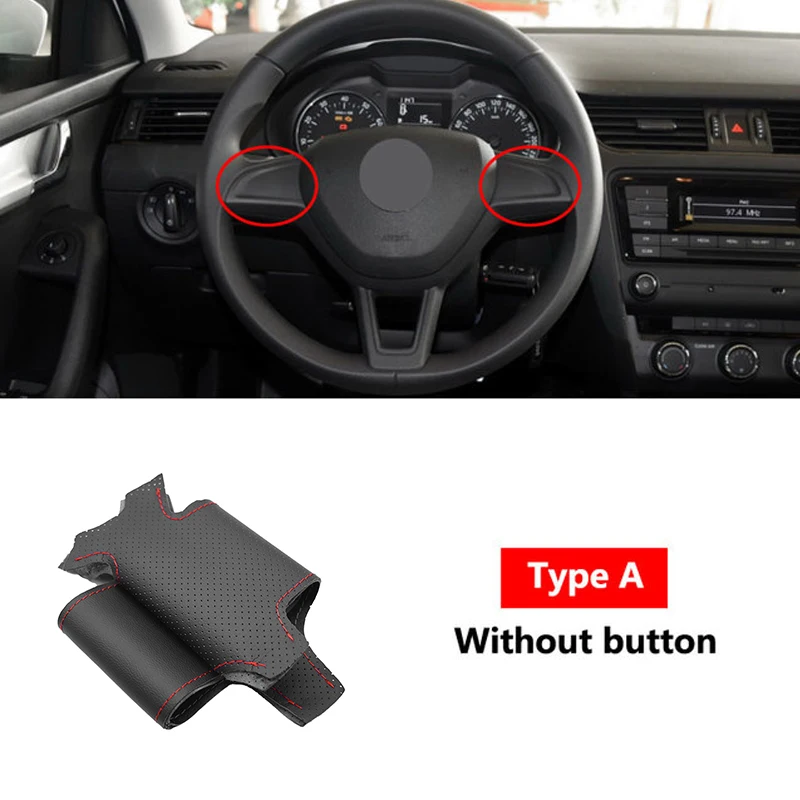 

Для Skoda Superb Octavia Citigo Fabia Rapid 2013-2019 Roomster Yeti Kodia Karoq автомобильный кожаный чехол на руль аксессуары