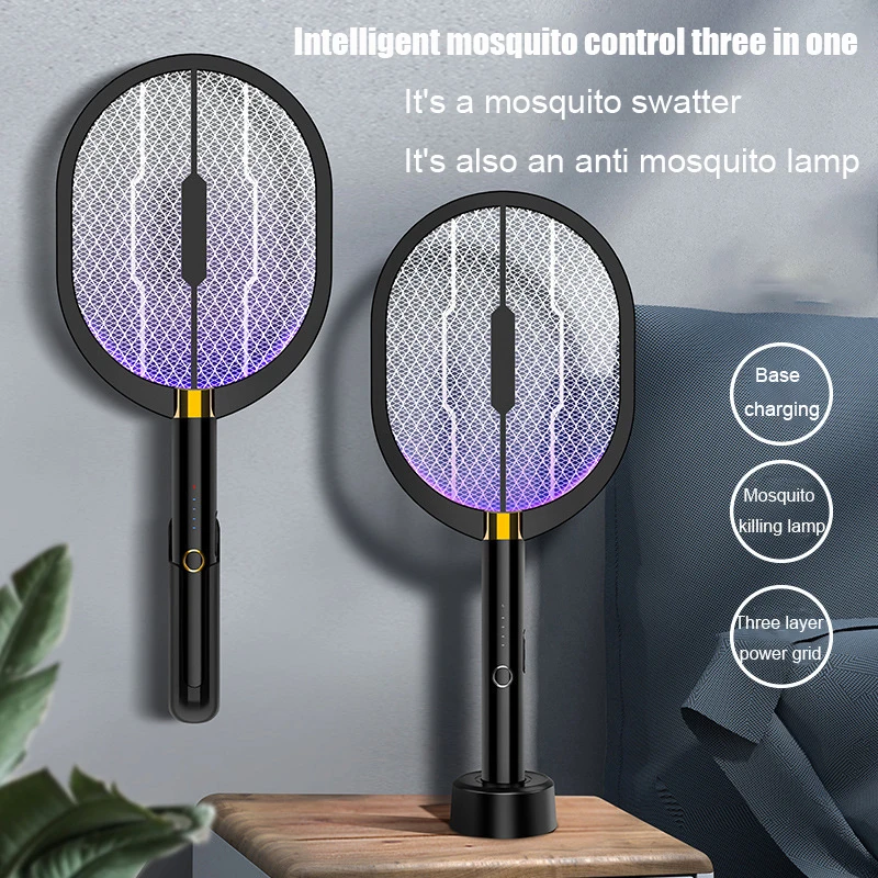 

LED Mosquito Killer Lamp 3 IN 1 Electric Bug Zapper Insect Killer USB Rechargeable Anti Mosquito Flies Fly Swatter Trap 3000Volt