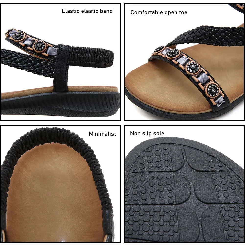 Stylish Women Rhinestone Sandals Comfortable Breathable Sandals For Outdoor