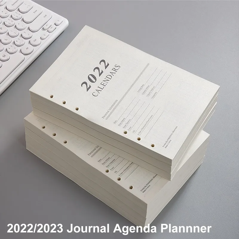 2022 Journal Agenda Plannner Notebook A5 Einsatz Refills 6 Löcher Lose Blatt Spirale Ringbuch Tagebuch Planer Inneren Kern 80g Papier