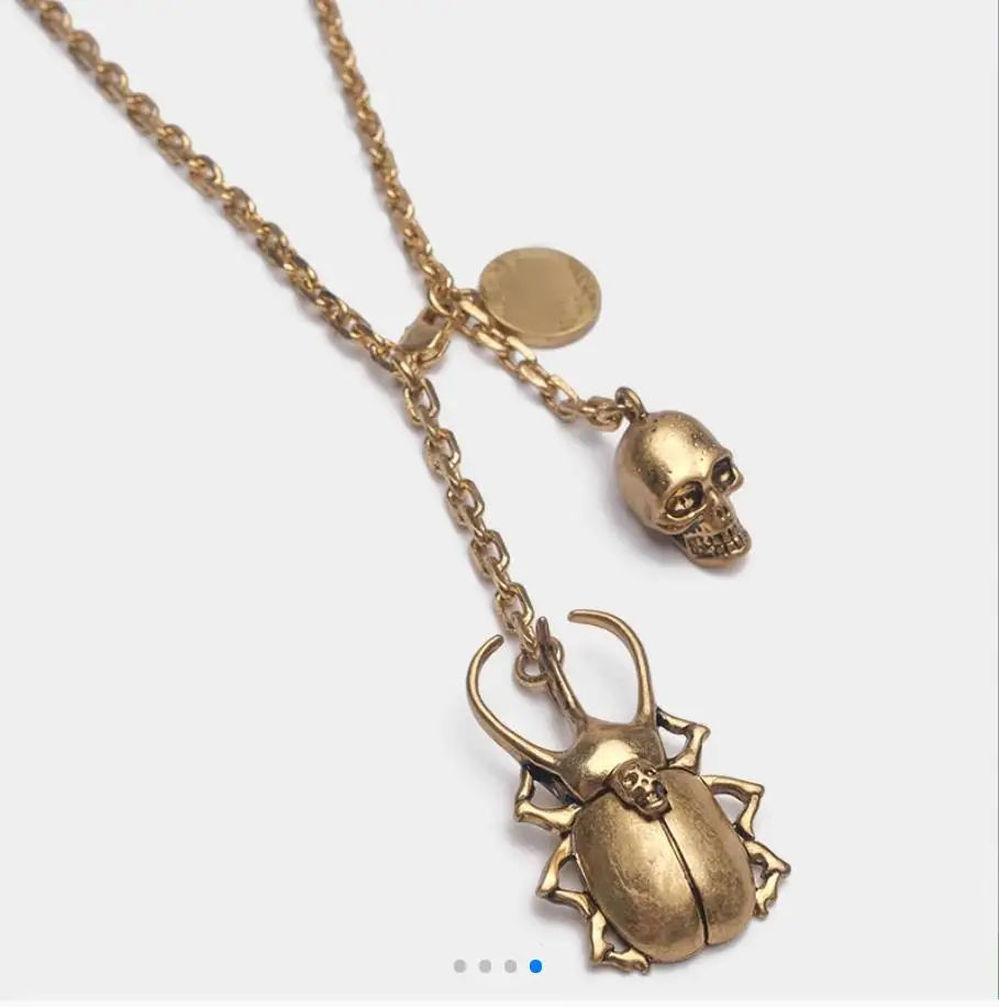 

Vintage Distressed Plated Copper Skull Chain Necklace